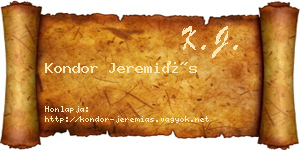 Kondor Jeremiás névjegykártya